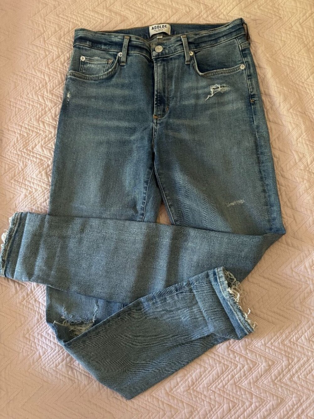 Agolde Distressed Ripped Sophie Skinny Jeans A003 B-843, Size 30